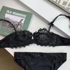 Sexy Lace Bra Set for Women Plus Size Half Cup Sheer Ultra Thin Nipple Concealed Erotic Lingerie Push Up Comfort Underwear Set