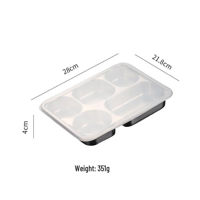 QianXing Stainless Steel 5-Compartment Lunch Trays with Lids (Pack of 5)