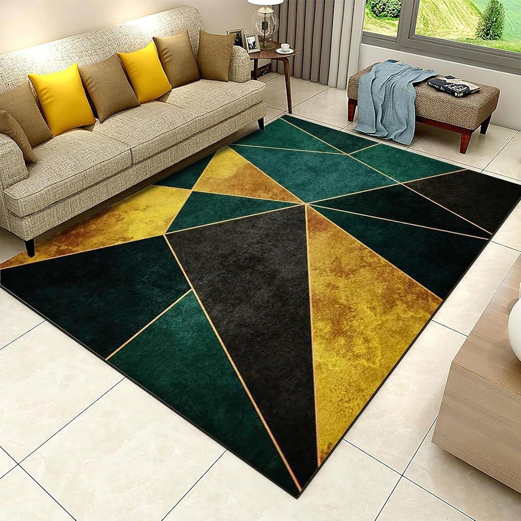 Vikama Nordic Geometric Luxury Loop Pile Rug - Washable Mat For Hall, Airbnb, Bedroom, Office, Home Decor