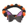 Witch Bat Pumpkin Collar Halloween Pom-pom Cat Collar, Adjustable Cute Dog with Decorations Orange And Black Pom-poms for Cats Dogs Photogenic