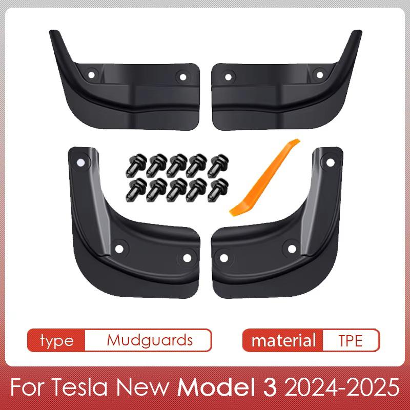 Mud Flaps for Tesla Model 3 Highland 2024 Accessories Front Rear Wheel Fender TPE Mudguards Mudflaps for Tesla Model 3 Highland