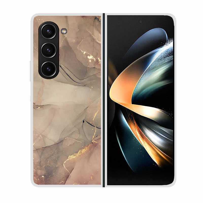 For Samsung Galaxy Z Fold 5 ZFold5 Cases Marble Transparent Shockproof Protection Hard Back Cover For Samsung Z Fold 5 5G Cases