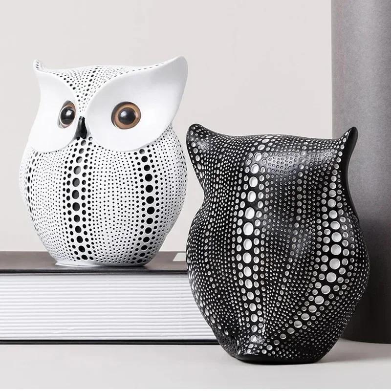 Nordic Owl Statues Home Decoration Accessories Resin Animal Sculptures Decorative Bird Ornaments for Living Room TV Cabinet