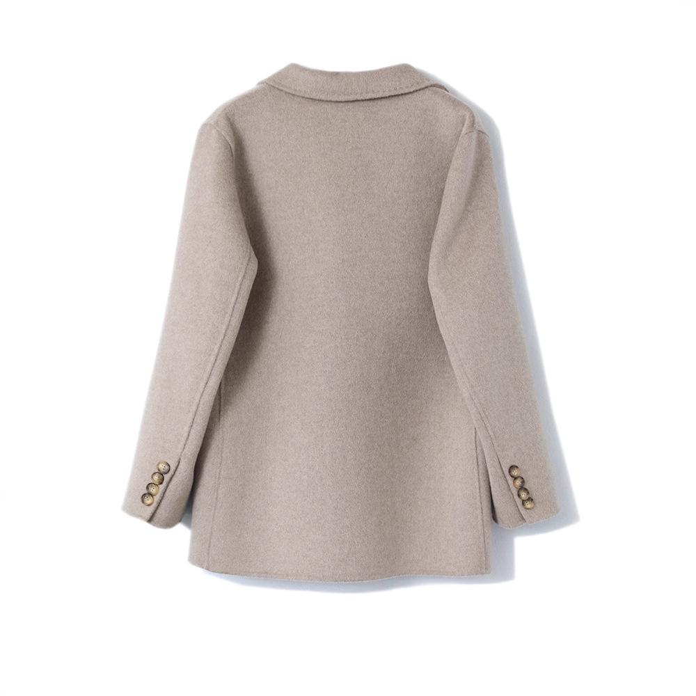 Damen Slim Woll-Melton Übermantel - Mittellang, Doppelseitig mit Reverskragen für Herbst und Winter