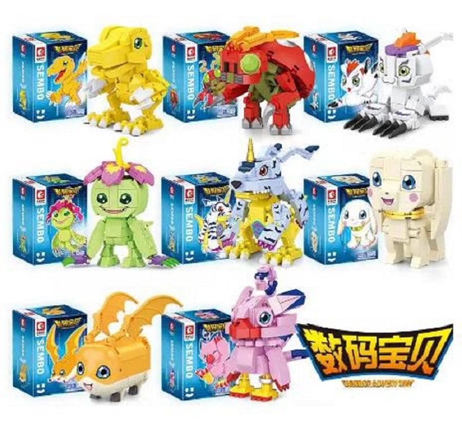 Digitales Monster Modell Bausteine Ziegelstein-Set Digimon Adventure Agumon Garudamon Metal Greymon Figuren-Set Animations-Spielzeug Kindergeschenk