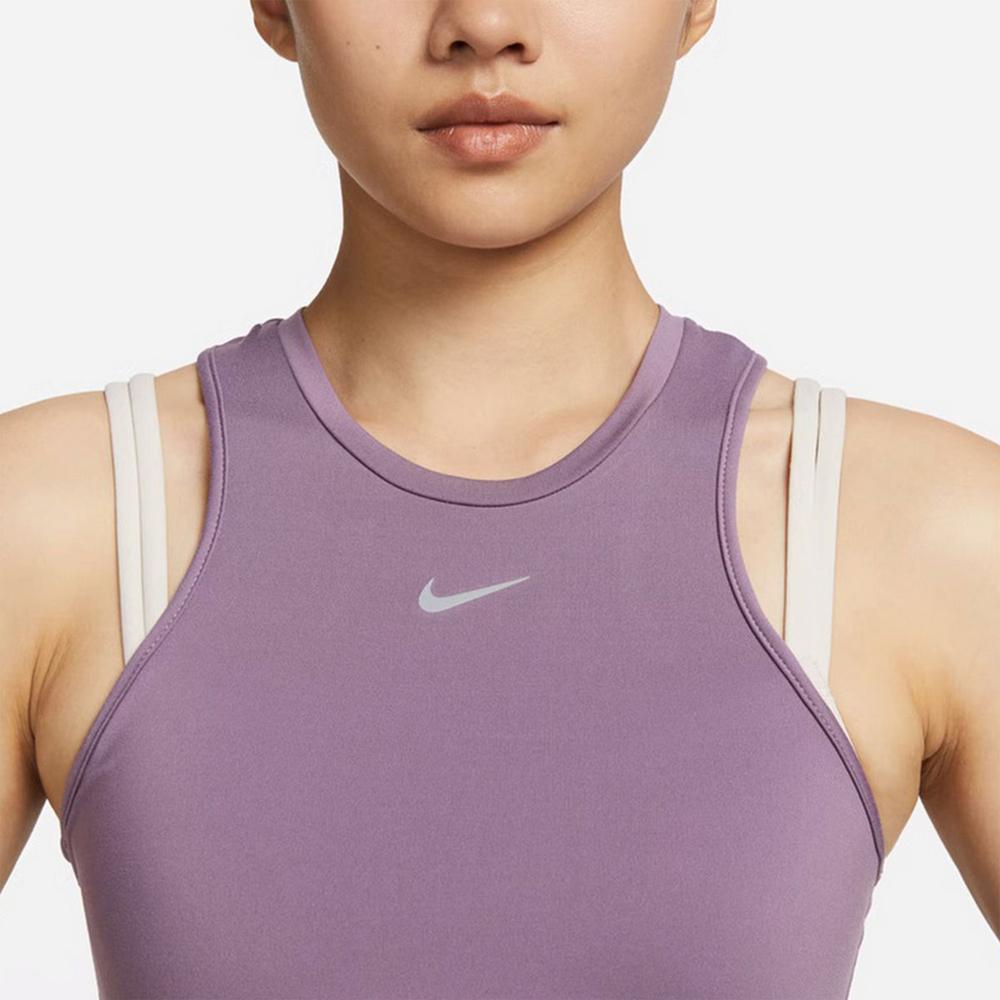 Nike Bedrucktes Schnelltrocknendes Rundhals Slim Fit Tanktop Damen Tops Staublila FB5271-536