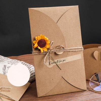 Vintage Blanks Greeting Card DIY Kraft Paper Invitation Greeting Card Suitable for Birthdays Festivals