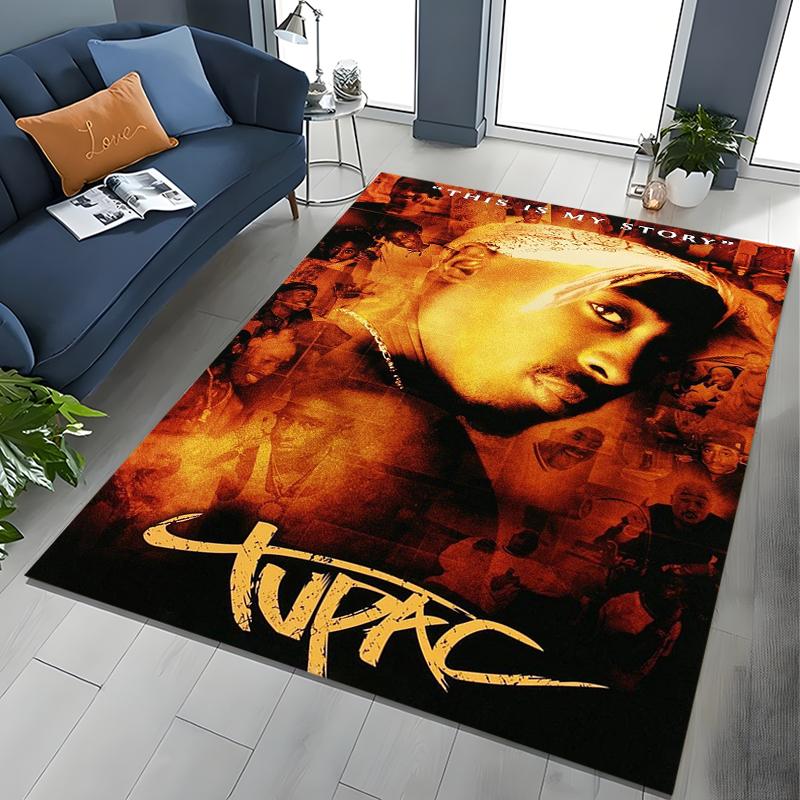Tupac 2pac Rapper Eminem Hip Hop Rap God Art Rug for Bedroom Living Room Sofa Home Doormat Decor, Large Kids Non-slip Floor Mat