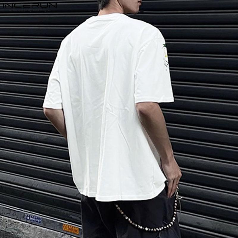 INCERUN Summer Men Short Sleeve Cartoon Print Casual T-shirts Tee