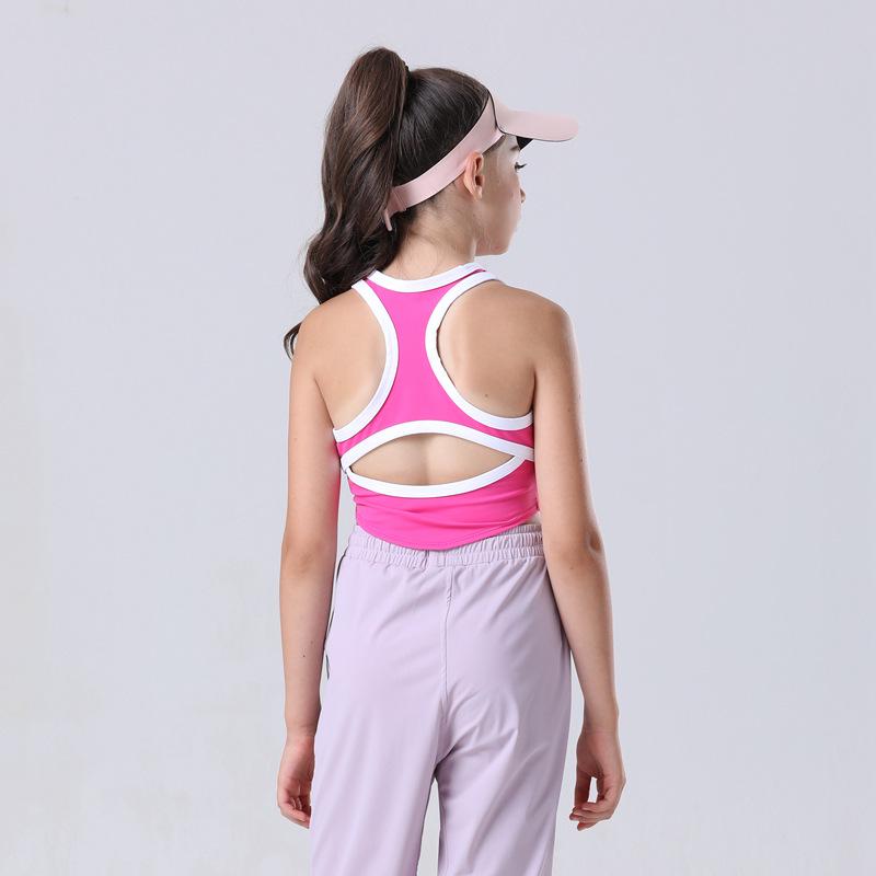 Quick-Dry Girls' Summer Yoga Vest with Chest Pads - High-Elastic and Skin-Friendly Fitness Top