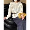 Juzhi Spring Korean Style Women's Tencel Long Sleeve Round Neck Shirt