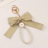Large Bow Key Ring Pearl Keychain Car Pendant Creative Colorful Ribbon Fabric Knot Key Chain Accessories