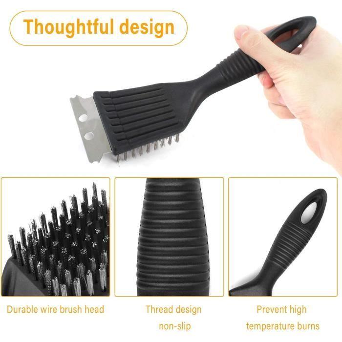 4 Pièces Brosse de Nettoyage pour Grille de Barbecue Brosse à Barbecue avec Spatule en Acier Inoxydable pour Gril de Nettoyage