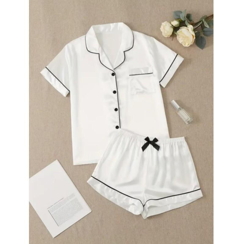 

Women s Summer Loungewear Set: Short-Sleeve Top + Shorts Loose-Fitting Casual Two-Piece Set XL білий