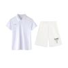 Plain Simple Skin-Friendly Breathable Quick-Dry Comfortable Short Sleeve Polo Shirt Casual Sports Suit Unisex Suits White APLV029-12+AKST593-7