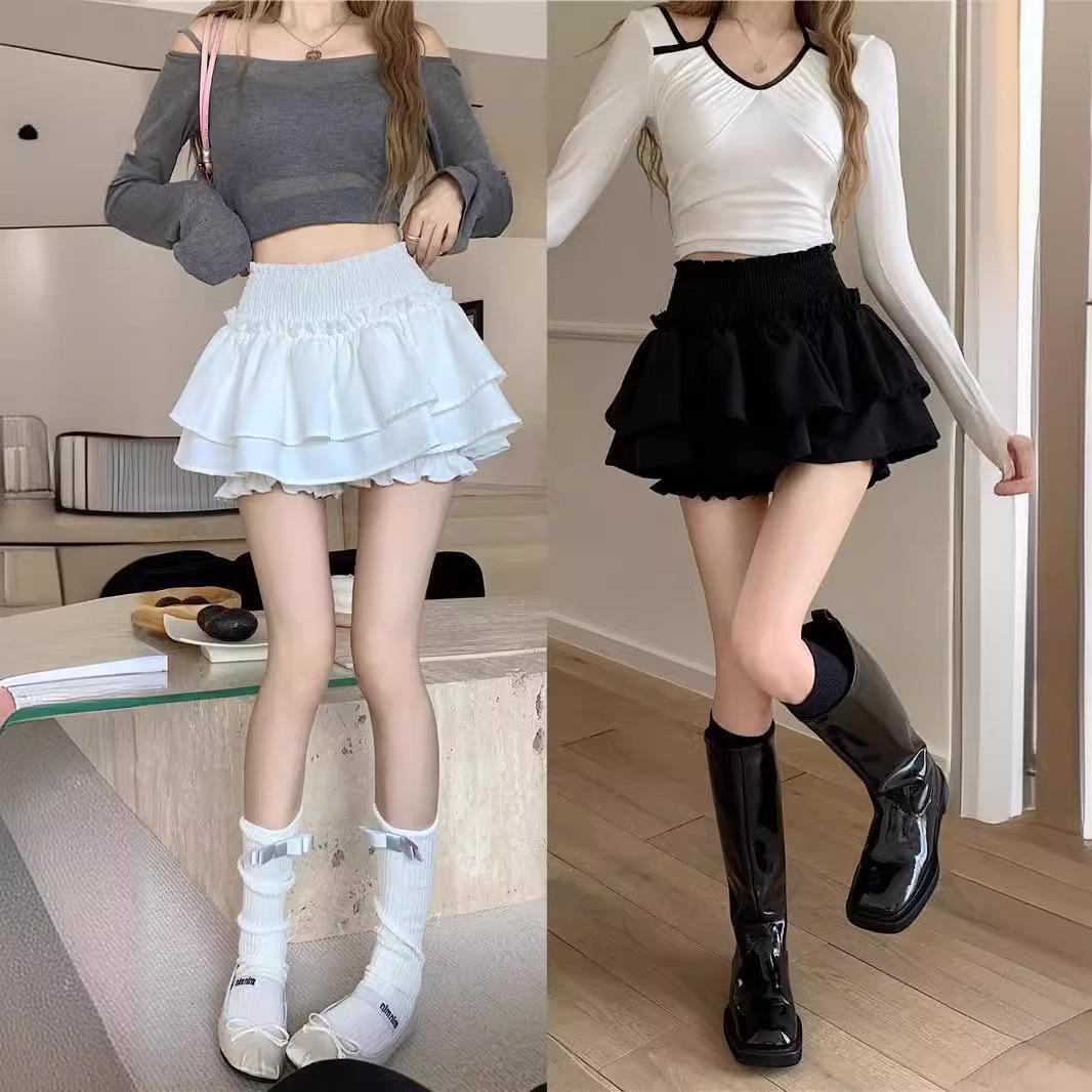 

Women s Large Wood Ear Edge Ballet A-Line Skirt - Puffy, High-Waist, Short, Anti-Exposure, Spring/Summer 4XL
