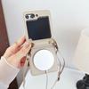 Applicable To Samsung Z Flip6 Mobile Phone Case Zflip5 Solid Color New Magnetic Suction Leather Case Diagonal Straddle Rope Mobile Phone Case