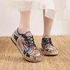Women's Shoes Round Head Lace Up Cotton Linen Canvas Single National Woven Round Toe Lace Up Cloth Shoes Woman Flats