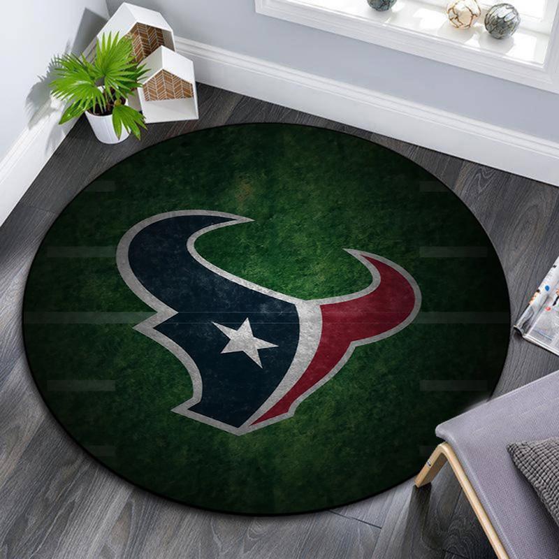 Houston Texans Round Area Rug,Carpet Rug for Living Room Bedroom Sofa Playroom Decor,Non-slip Floor Mat
