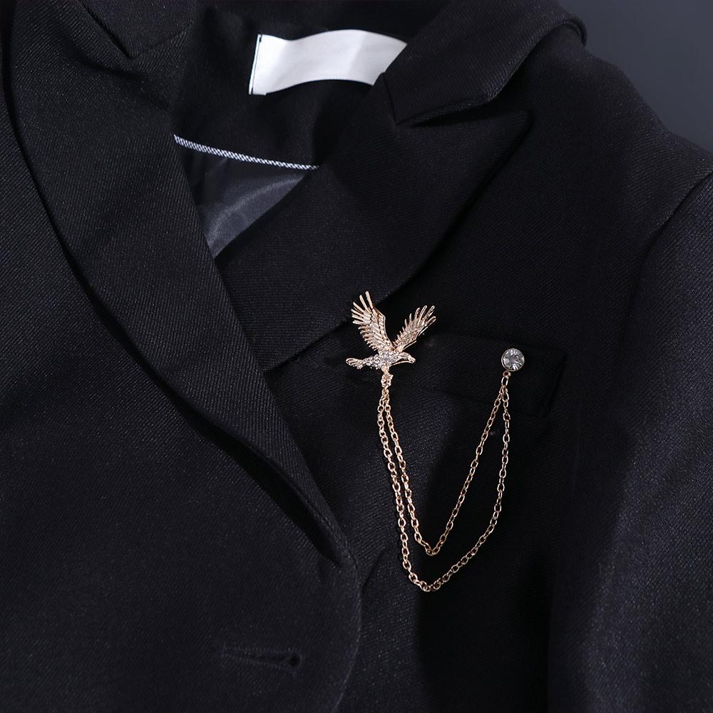 Vintage Men Brooch Rhinestone Suit Collar Pin Personality Suit Lapel Pin  Jewelry Accessories