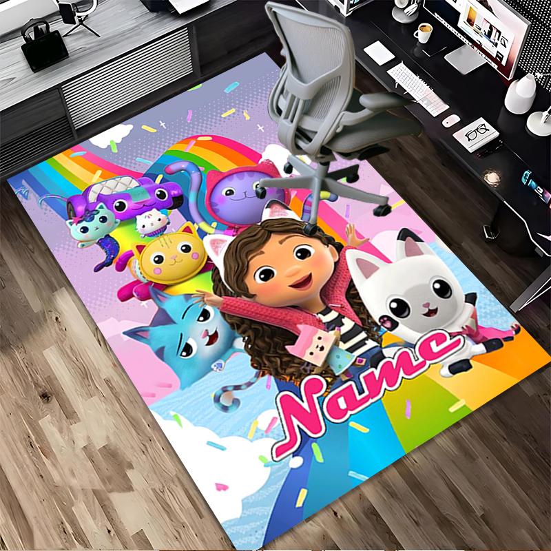 Custom Name Fairy Cat Dreams Living Room Non-Slip Area Rug Soft Carpet for Bedroom Kids Playroom Sofa Office Home Decor Doormat
