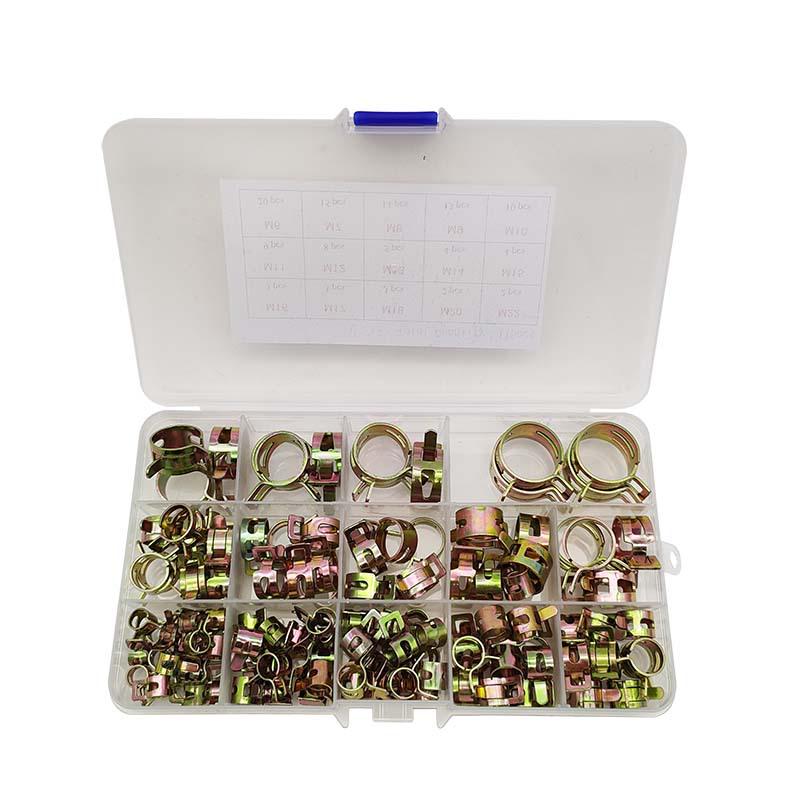 115pcs Electro-galvanized Zinc Hose Clamps 6-22mm for Pipe and Ventilation Mounting
