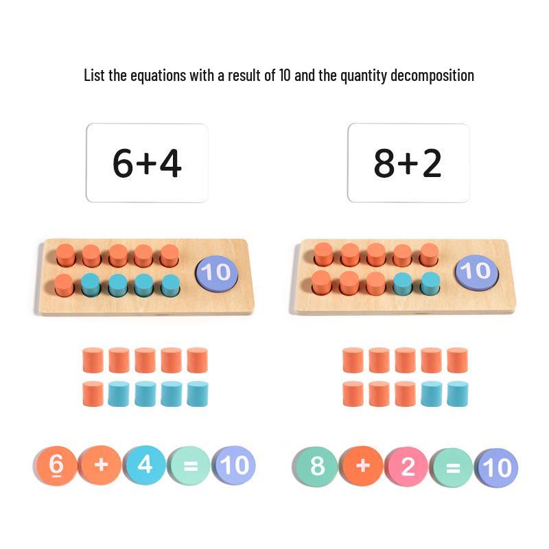 Kindergarten Wooden Ten-Frame Math Toy: Number Sense, Addition & Subtraction Aid