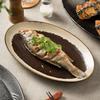 Japanese Retro Fish Plate High-Value Tableware Plate Household Steamed Fish Plate Restaurant Hotel Specialty Plate Sushi Plate