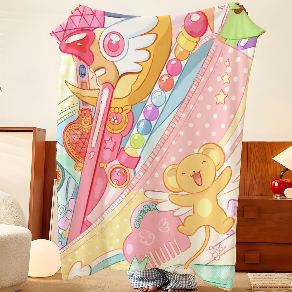 Anime C-Cardcaptor S-Sakura Throw Flannel Throw Blanket, Lightweight Cozy, Durable Washable cute Cool