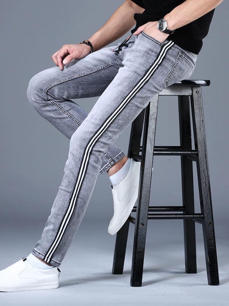 2024 Men's Slim Fit Elastic Jeans - Trendy Spring & Autumn Casual Pants