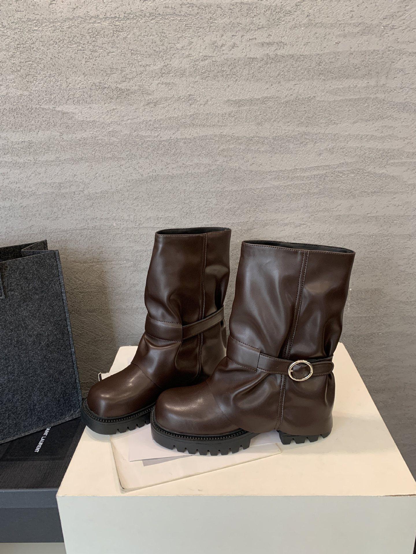 

Platform-soled small versatile short boots women s shoes autumn and winter 2025 new brown Maillard boots spring and autumn single boots 39 коричневый