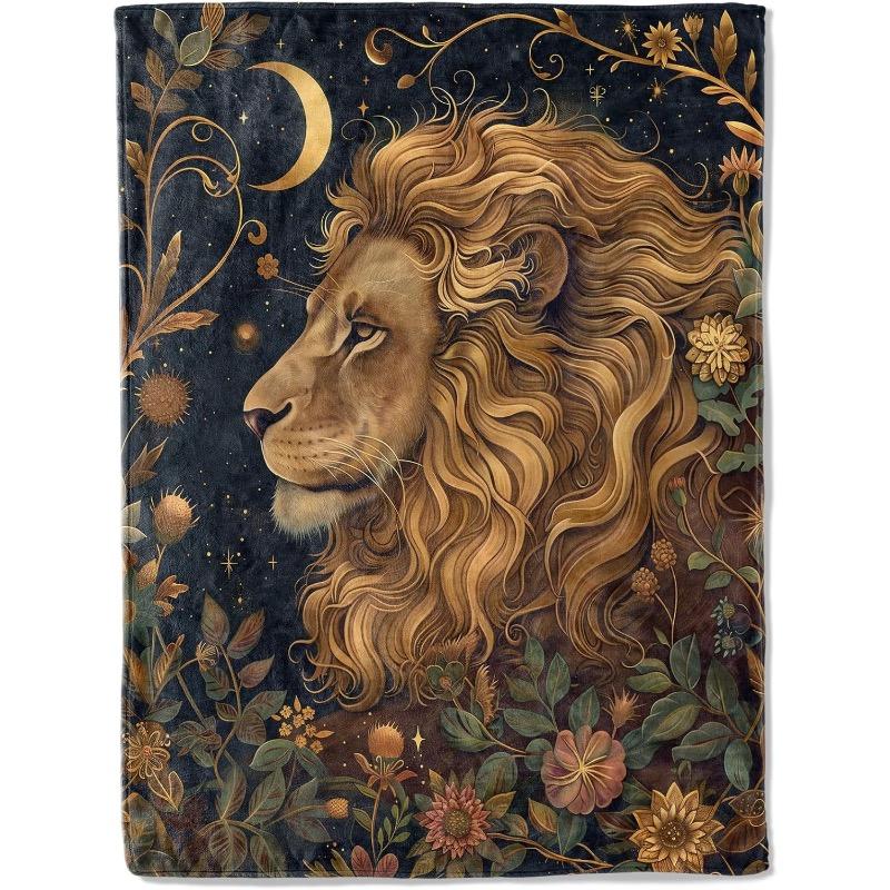 Aesthetic Lion Blanket - Soft Comfy Lightweight Flannel Throw - Plush Warm Anti-Pilling Fuzzy Blanket for Couch Office Travel 75cmx90cm