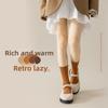 Women's Mid-calf Autumn Socks, Pure Cotton, Retro Brown, Versatile Warm Colors for Autumn and Winter