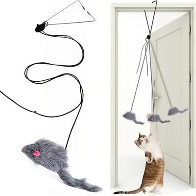 Simulation Mouse Cats Toy Hanging Door Retractable Funny Self-hey Cat Interactive Toy Cats Stick Cat Supplies Scratch Rope Mouse