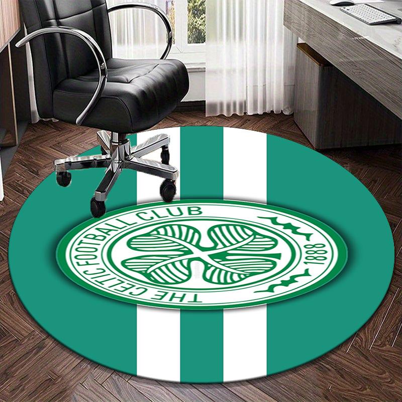 1PC round rug Cel-tic Football Club Crest Printed Round Area Rug ,Rug For Home Office, Round Chair Rug, Decorative Carpet Fan gifts Christmas gift