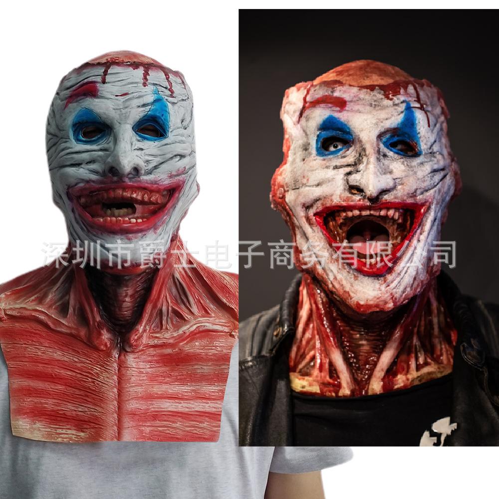 Halloweenská klaunská maska, dvourohý klaun, klaun se zvonkem