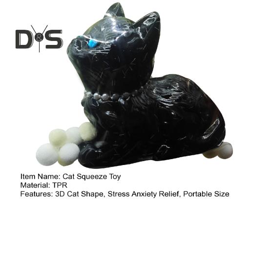 3D Cat Squeeze Toy Anxiety Stress Relief Black White Kitten Pinch Sensory Toy Kids Teens Adults Soft Stress Ball Animal Fidget Toy