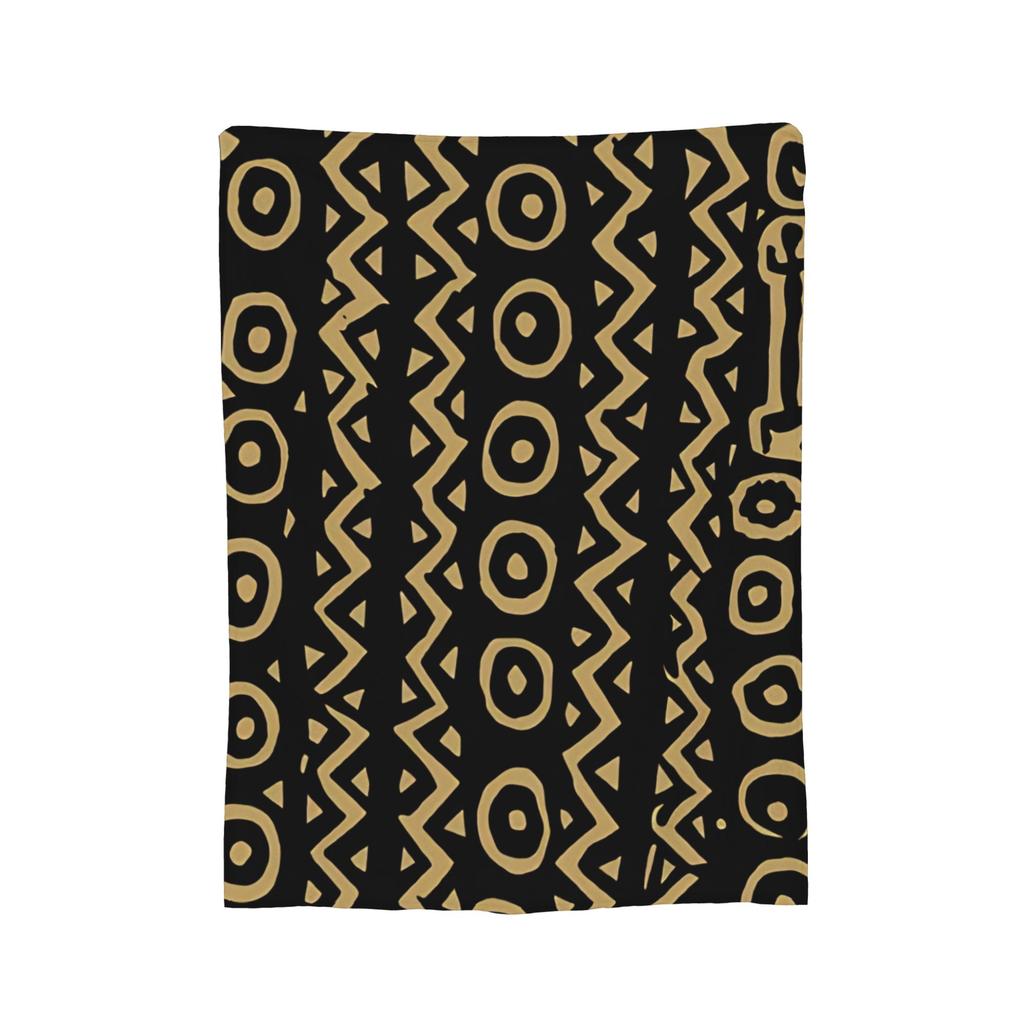 Tribal Artwork African Art Black And Gold Flannel Throw Blanket Blanket for Sofa Bedroom Warm Bed Rug,