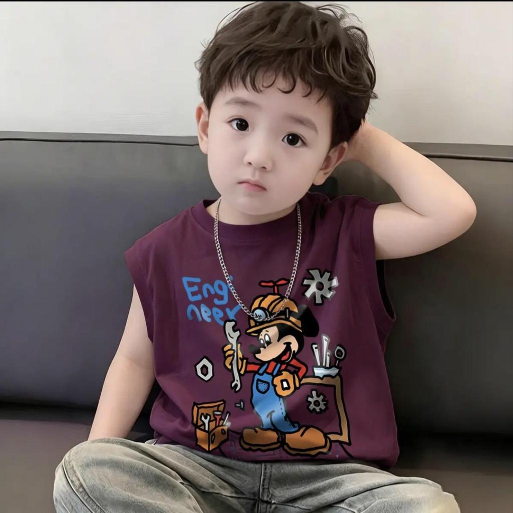 Boys' Cartoon T-shirt, Thin Summer 2026 Style, Toddler Top, Stylish Baby Vest Tee