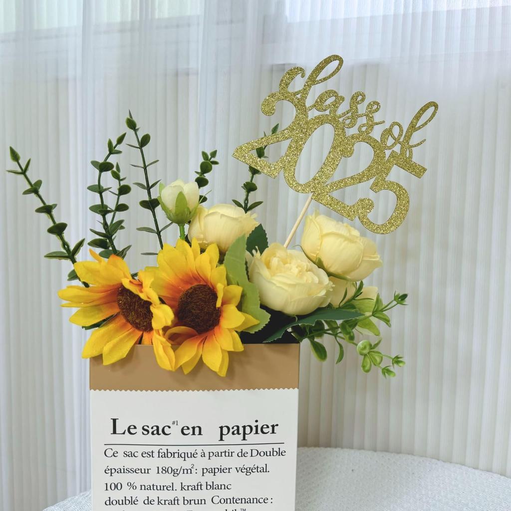 ALISSAR 12 Pack Pre-assembled Double Sided Class of 2025 Graduation Party Centerpiece Sticks, Centerpiece Table Decorations for 2025 Graduation Party