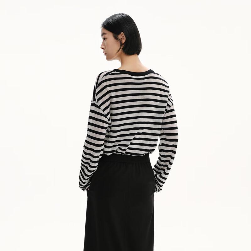 Broadcast Women's Nautical Striped Lightweight Long Sleeve Knit T-Shirt