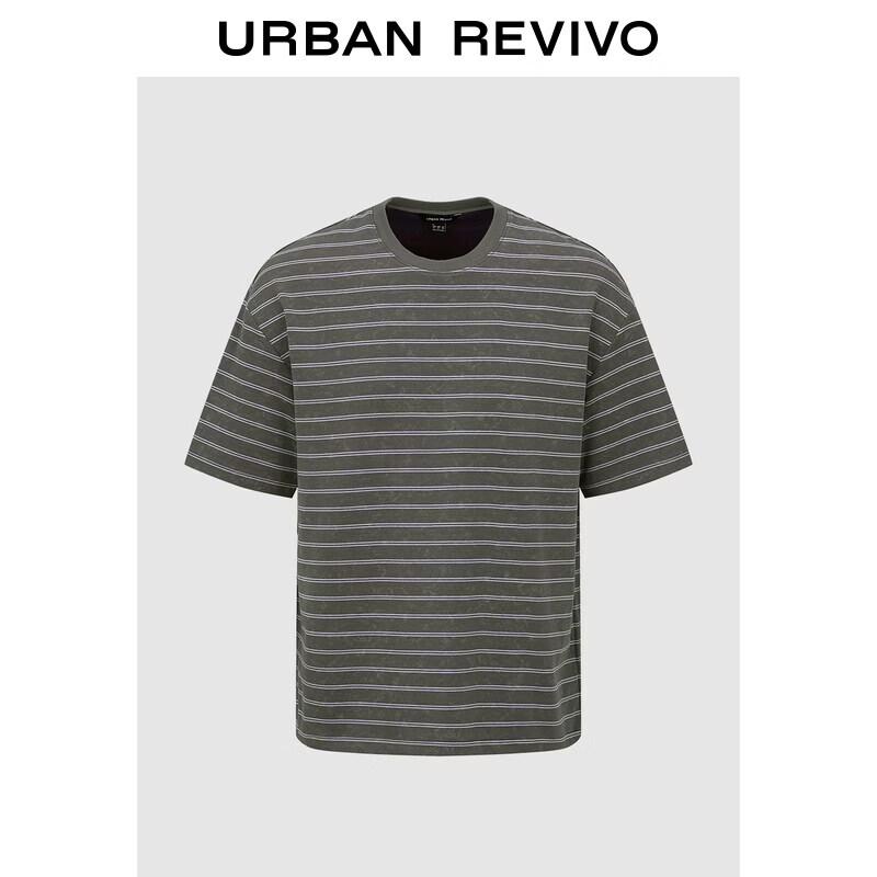 UR2026 Men s Casual Color-Block Stripe Round Neck Short Sleeve T-Shirt XL