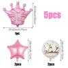 5pcs Crown Theme PE Decorative Balloon Set, Crown Shape Balloon, Happy Birthday Aluminum Foil Balloon Party Supplies