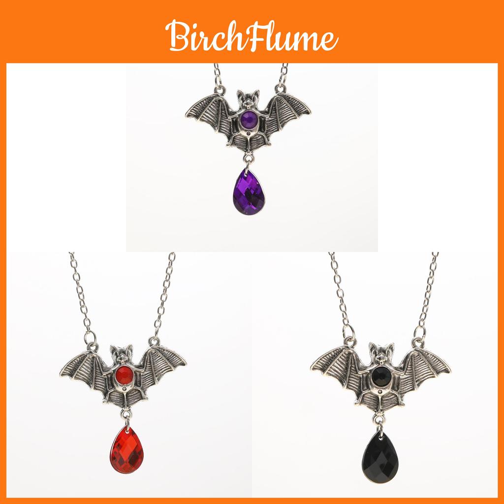 Vampire Bat Gothic Silver Necklace With Cross Chain For Halloween Party Decor