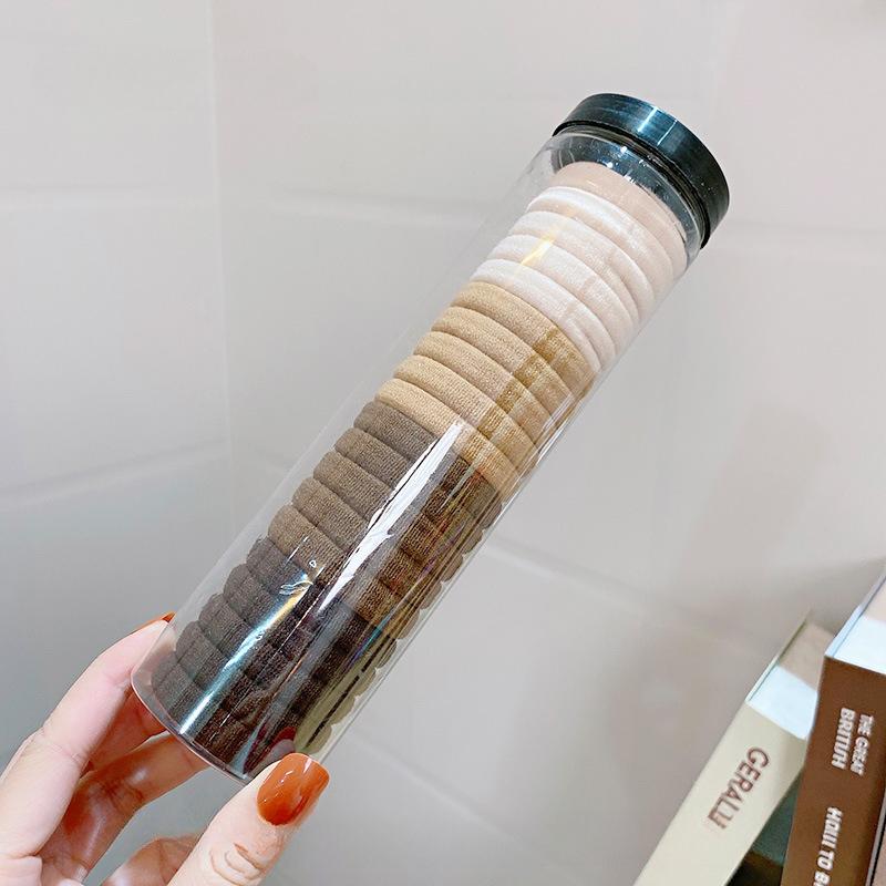 20 Peças de Elástico de Cabelo Simples Coreano Ins Elástico de Cabelo Feminino Alta Elasticidade Durável Espesso Sem Costura Anel de Cabelo