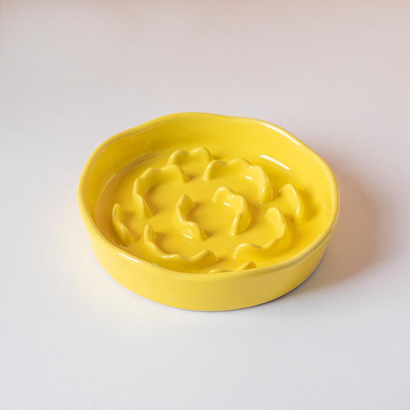 High-Leg Ceramic Slow Feeder Bowl - Anti-Choke, Neck Protection, Stable Design for Cats & Dogs
