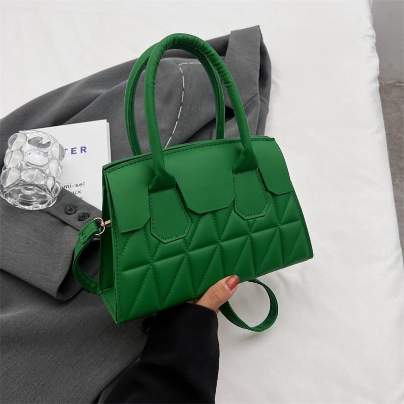 

Stylish Pu French Handbag For Women With Chic Stitching And Trendy Plaid Design зелений
