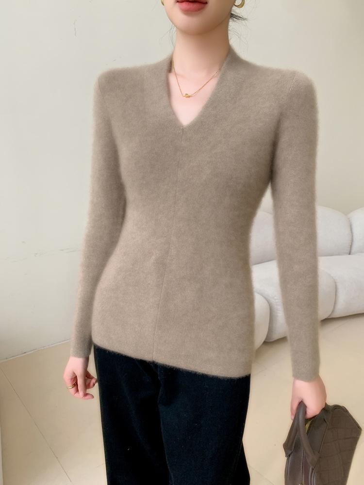 Women's Slim Fit V-Neck Cashmere Sweater - Autumn/Winter 2025 Versatile Lightweight Knit Cardigan