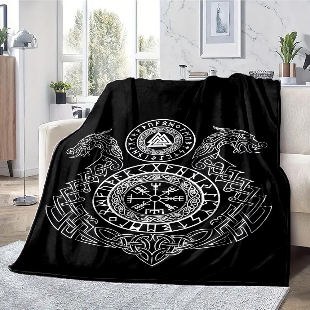 Viking Theme Printed Blanket - Perfect for Couch, Bed, Travel & Outdoor Use | Machine Washable, Cozy & Durable.
