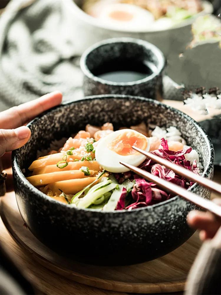 BEPAN Creative Japanese Instant Noodle Bowl Household Large Ceramic Noodle Soup Bowl Congee Bowl Ramen Bowl Bowl Tableware